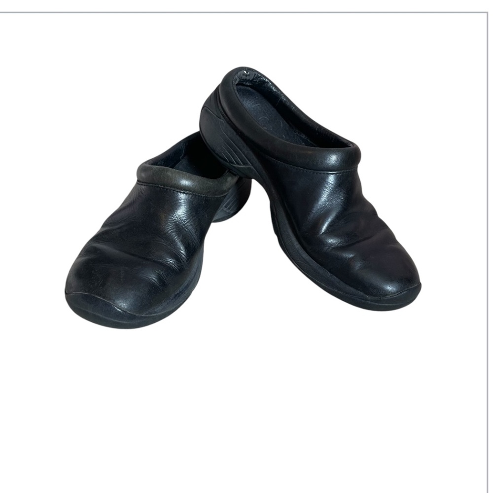 MERRELL Encore Nova Mules Women’s Sz 7.5 Smooth Black Leather Slip on Shoes
